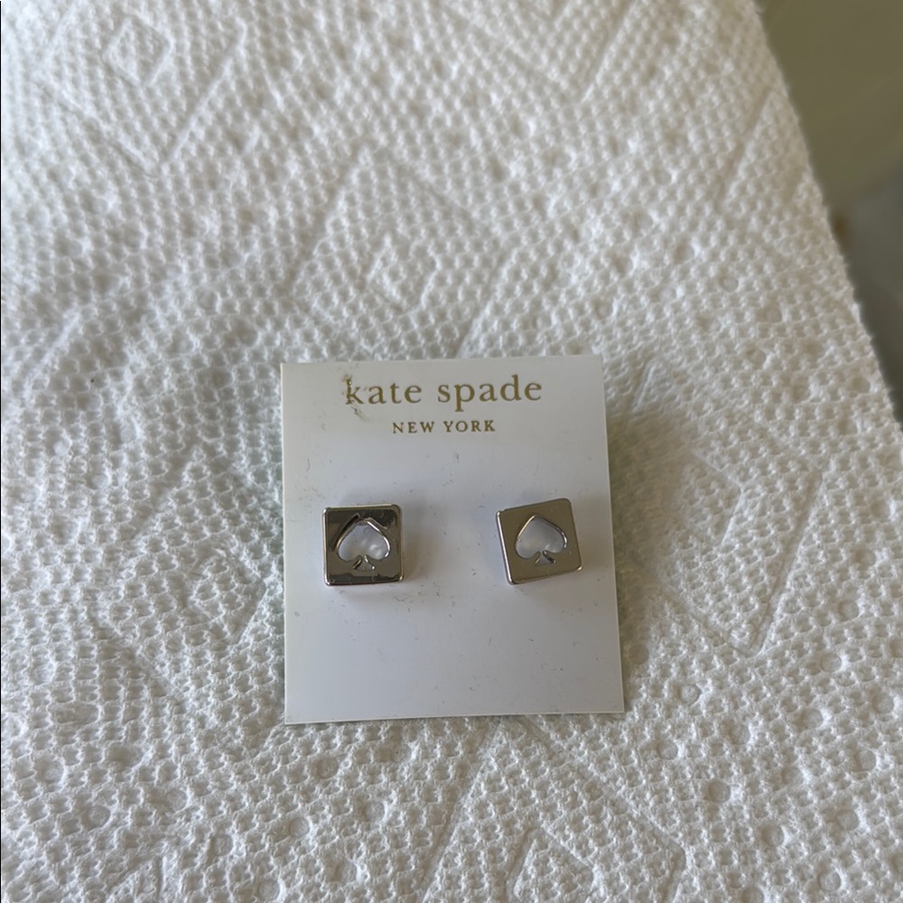 NWT Kate Spade Silver Heart Stud Earrings